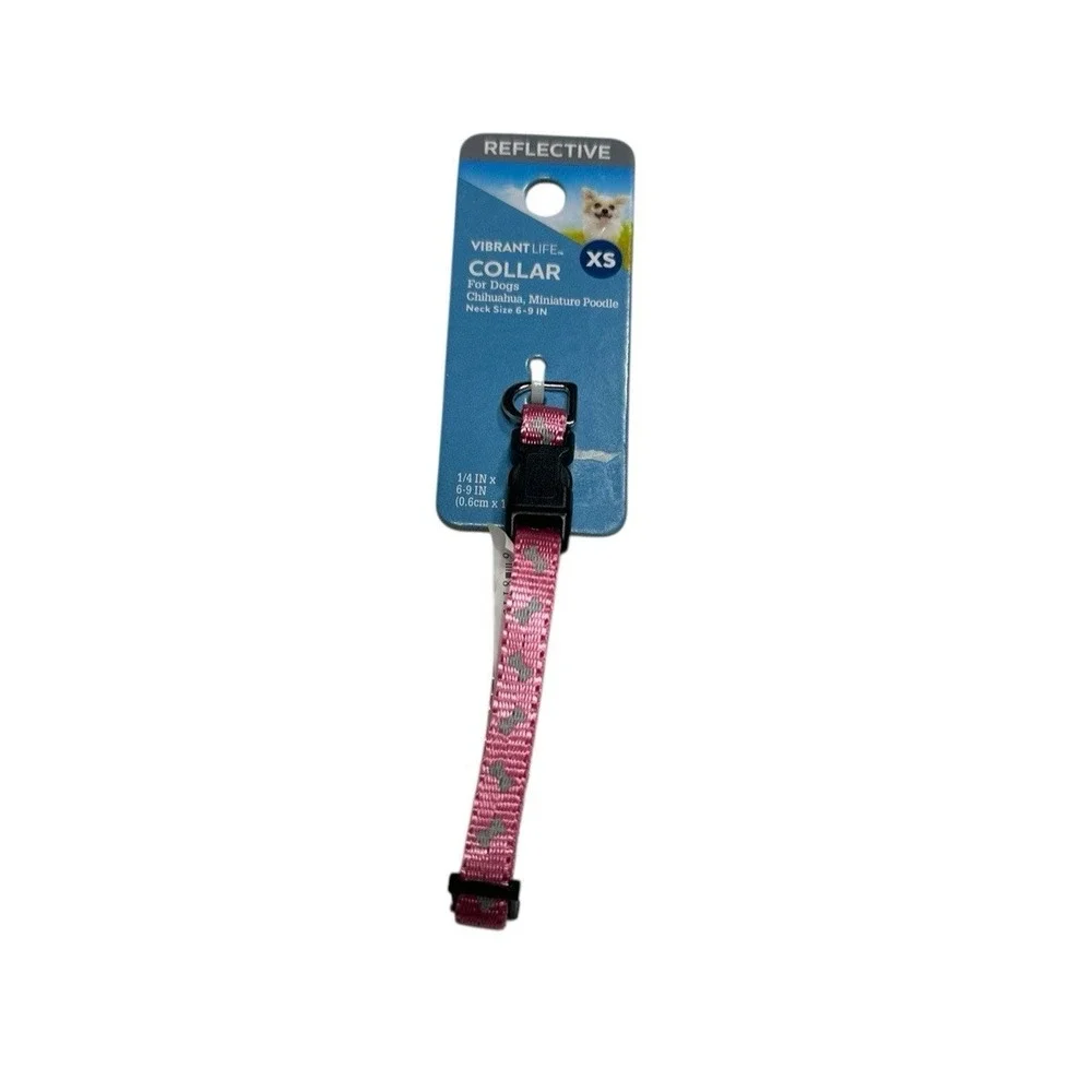 VIBRANT LIFE dog collar SIZE XS extra small neck size‎ 6-9 inch reflective